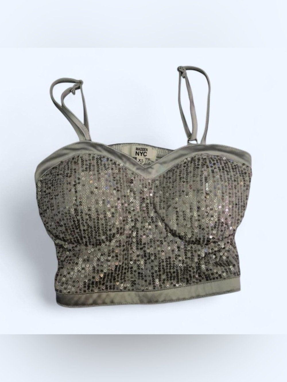 MadeNYC Sequin Bustier Bra Top